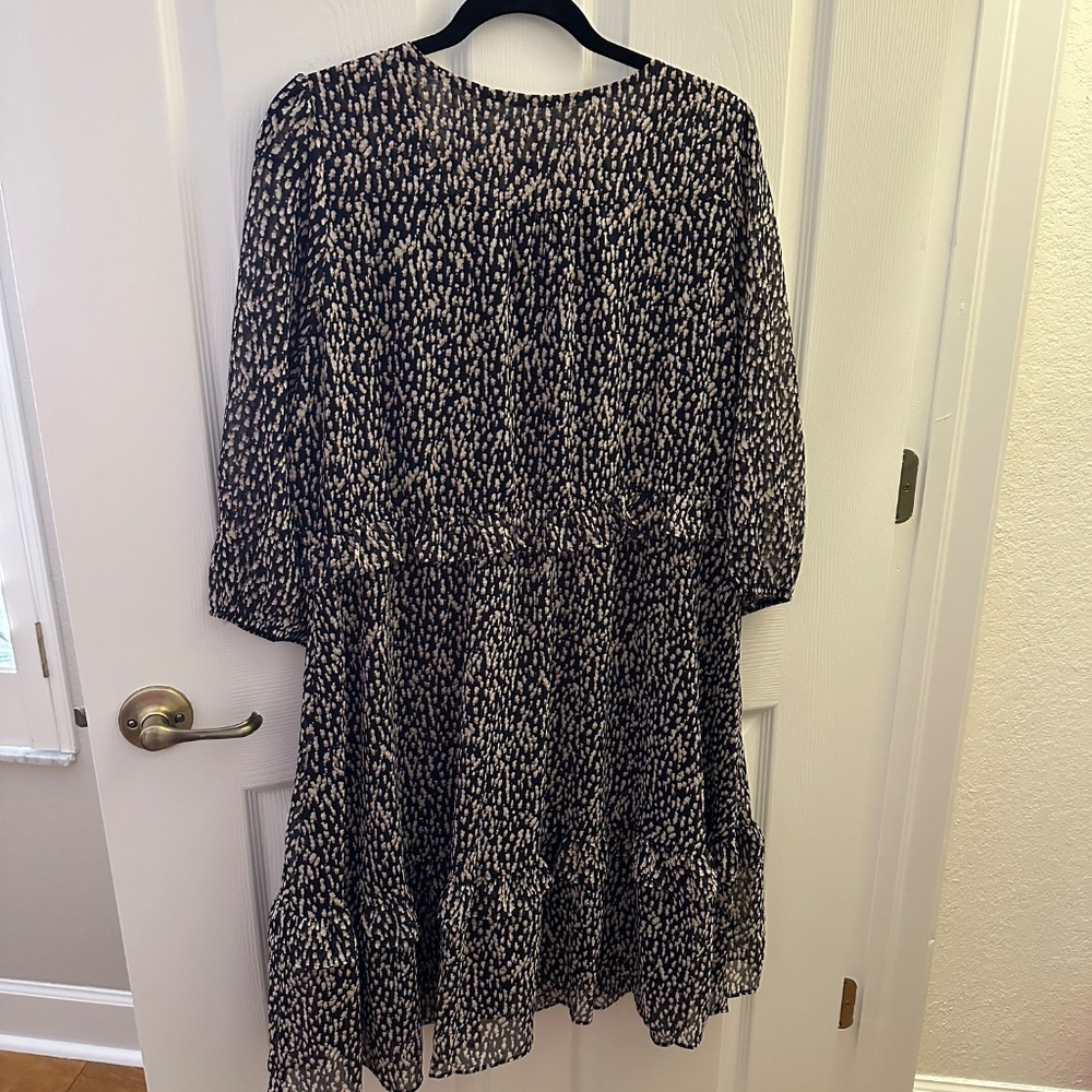 NWT Soft Surroundings  Hazel/Black/Tan Animal Print Tiered V Neck Dress - Size L - Picture 10 of 14